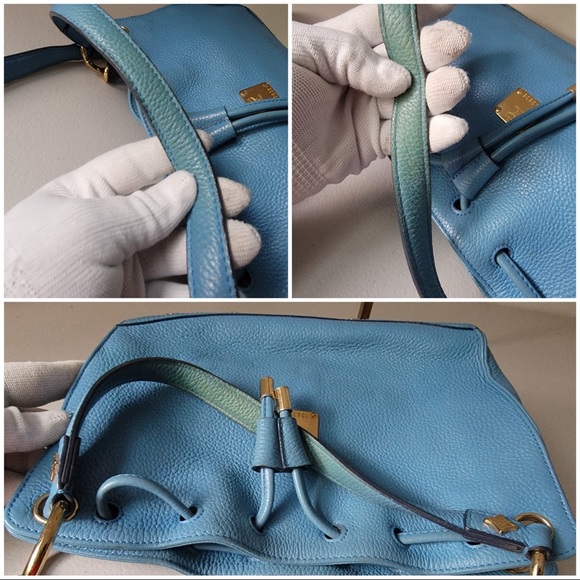 MCM Blue Bucket Leather Bag - Picture 9 of 10